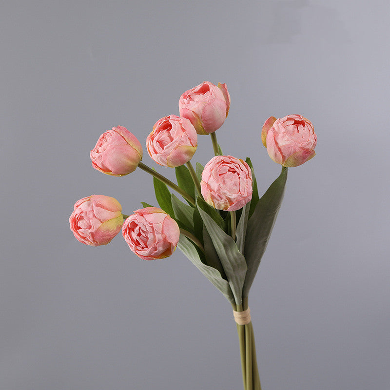 7 Pcs Burnt Orange Artificial Tulip Stems Bouquet Bulk Wholesale Silk Flowers
