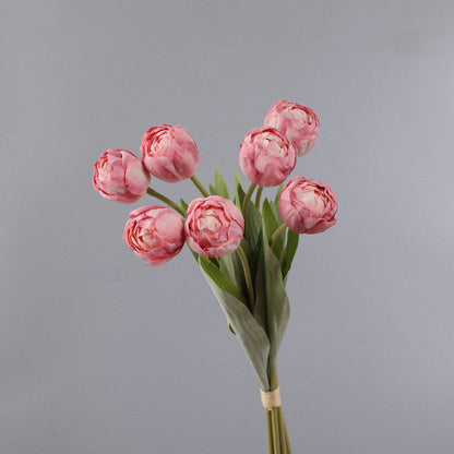 Bulk 7 Pcs Artificial Burnt Tulip Stems Bouquet Wholesale