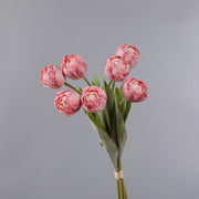 7 Pcs Burnt Orange Artificial Tulip Stems Bouquet Bulk Wholesale Silk Flowers