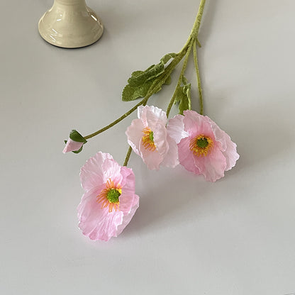 Bulk 23" Artificial Silk Poppy Flowers Fake Poppy with Stems for Home Wedding Party Tables Decor Wholesale