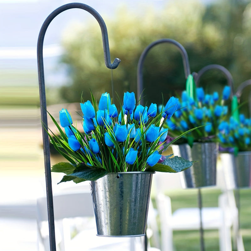 4 Bundles UV-Resistant Artificial Tulip Bushes for Indoor Outdoor Decor, Silk Flowers