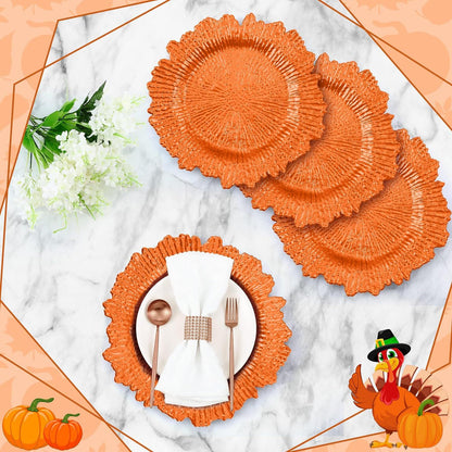 Premium 100 Pcs 13" Gold Charger Plates Set Metallic Ruffled Rim Wedding Party Holiday Decor with Elegant All-Weather Table Settings