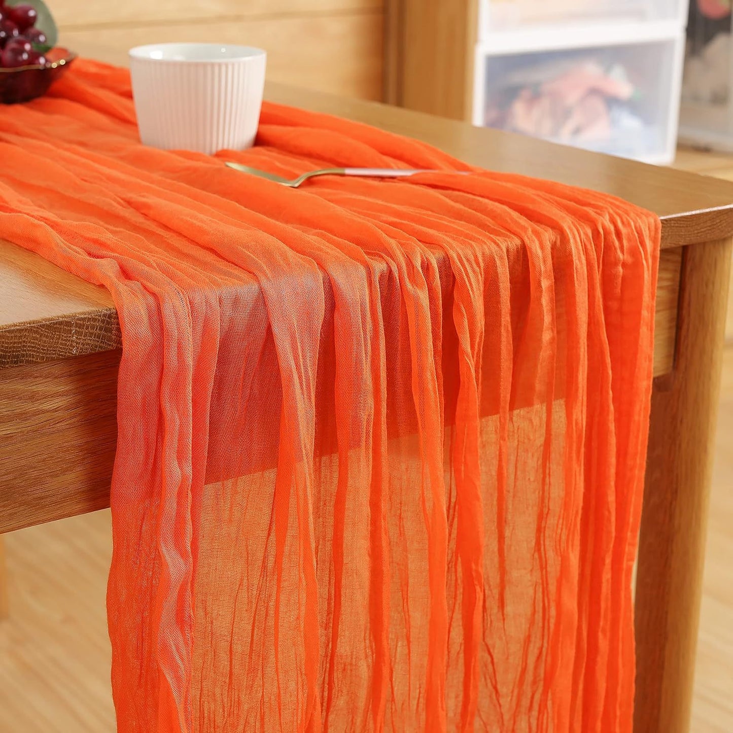 Bulk 120" Pink Cheesecloth Table Runner Spring  Boho Rustic Gauze Table Runner for Wedding Baby Shower and Birthday Party Decor Wholesale