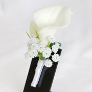 White Calla Lily Boutonniere and Corsage Bulk Set, Artificial Silk Flowers for Wedding, 12 Inch, 10 Pcs