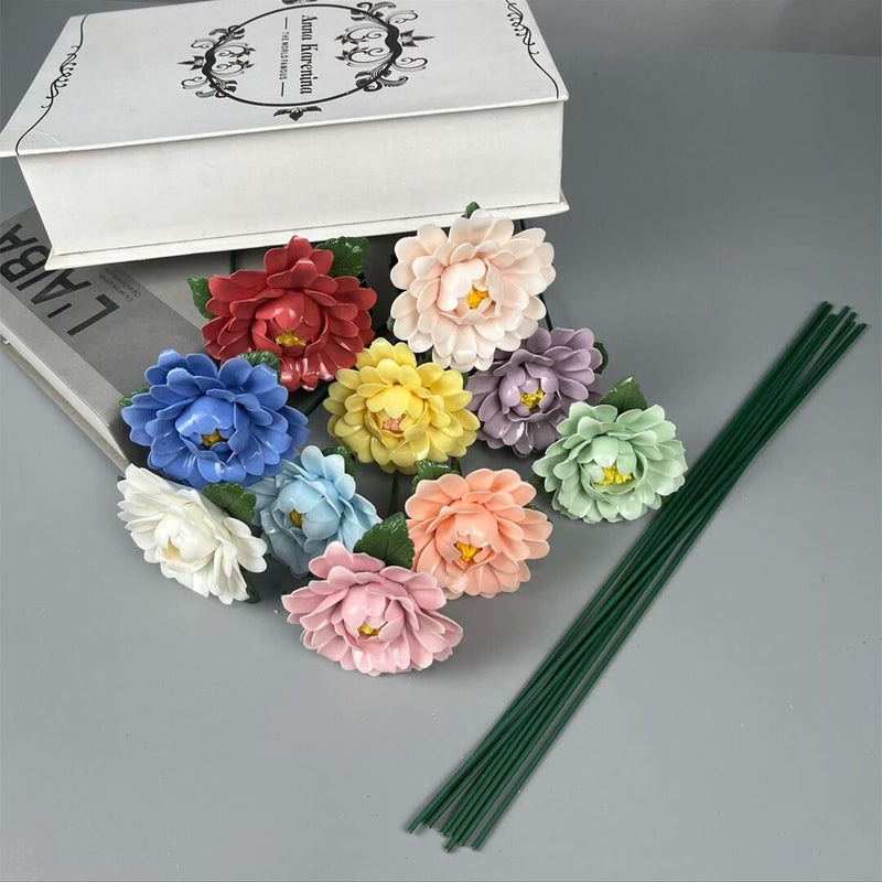 Porcelain Camellia Flower Stems 10 Pcs Ceramic Artificial Floral Craft Decoration