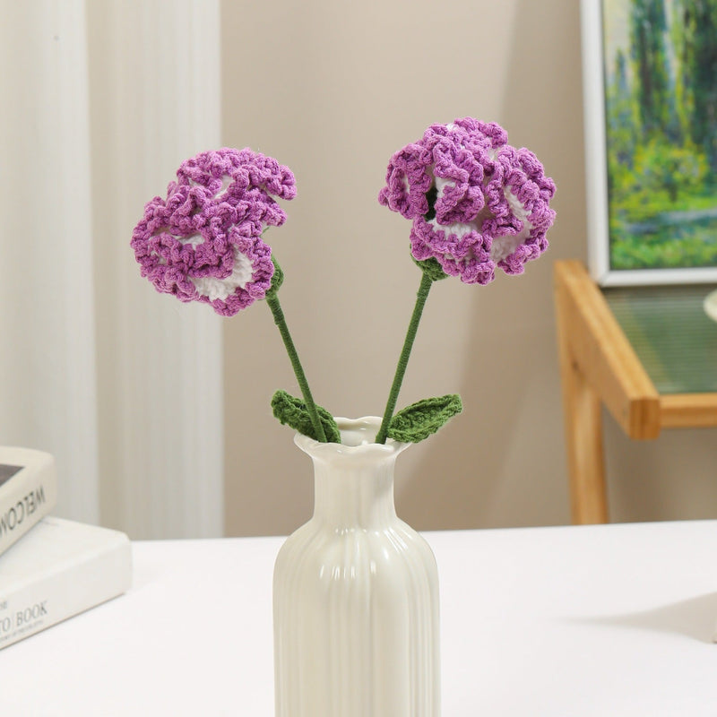 2 Pcs 13.7 Inch Artificial Knitted Carnation Flower Stems Bouquet for Crafts