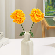 2 Pcs 13.7 Inch Artificial Knitted Carnation Flower Stems Bouquet for Crafts