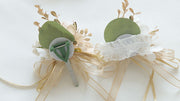 Carnation Corsage and Boutonniere Set, Bulk Wedding Party Flowers, Artificial Silk, Multiple Pieces