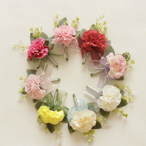 Carnation Corsage and Boutonniere Set, Bulk Wedding Party Flowers, Artificial Silk, Multiple Pieces