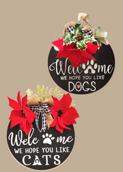 12 Inch Artificial Christmas Dog Wreaths for Front Door, Pet Welcome Wreaths, Bulk Wholesale Pack
