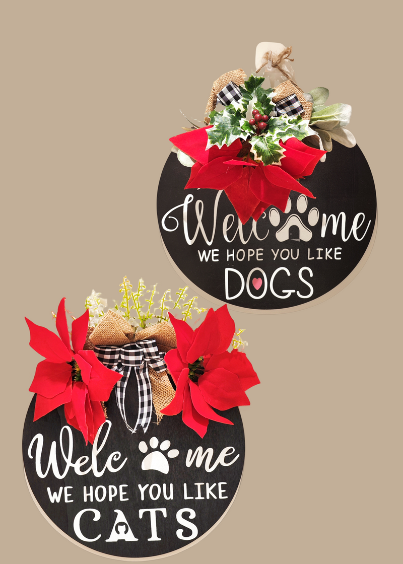 12 Inch Artificial Christmas Dog Wreaths for Front Door, Pet Welcome Wreaths, Bulk Wholesale Pack