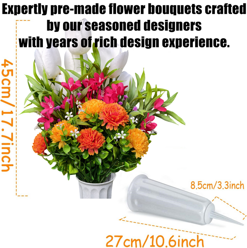 11 Styles Artificial Funeral Flowers with Vase Bulk Memorial Flowers Wholesale Set