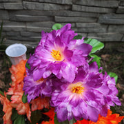 Gladiolus Artificial Flowers Bulk 12 Inch with Vase 10 Pcs Cemetery Grave Memorial Arrangements