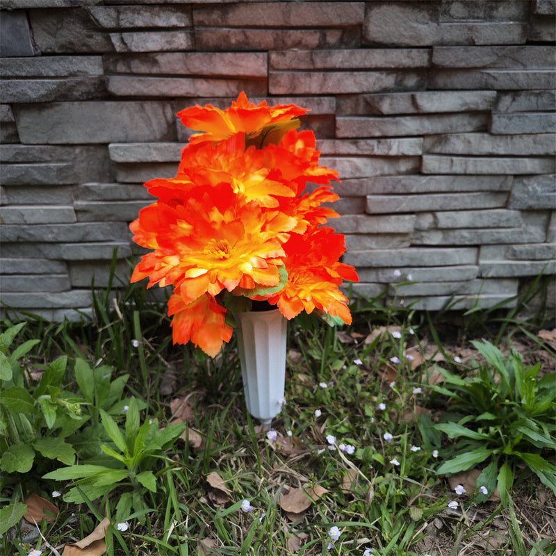Gladiolus Artificial Flowers Bulk 12 Inch with Vase 10 Pcs Cemetery Grave Memorial Arrangements