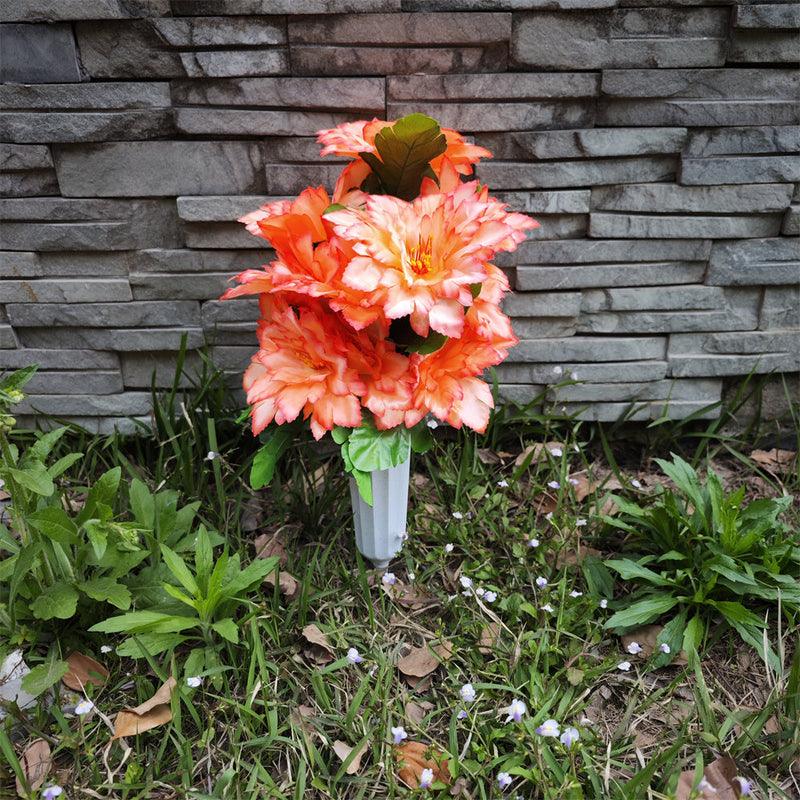 Gladiolus Artificial Flowers Bulk 12 Inch with Vase 10 Pcs Cemetery Grave Memorial Arrangements