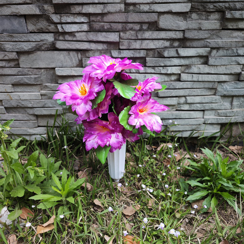 Gladiolus Artificial Flowers Bulk 12 Inch with Vase 10 Pcs Cemetery Grave Memorial Arrangements