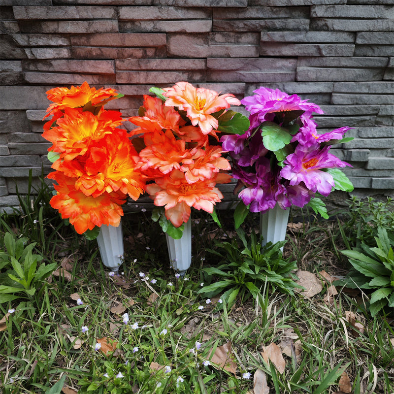 Gladiolus Artificial Flowers Bulk 12 Inch with Vase 10 Pcs Cemetery Grave Memorial Arrangements