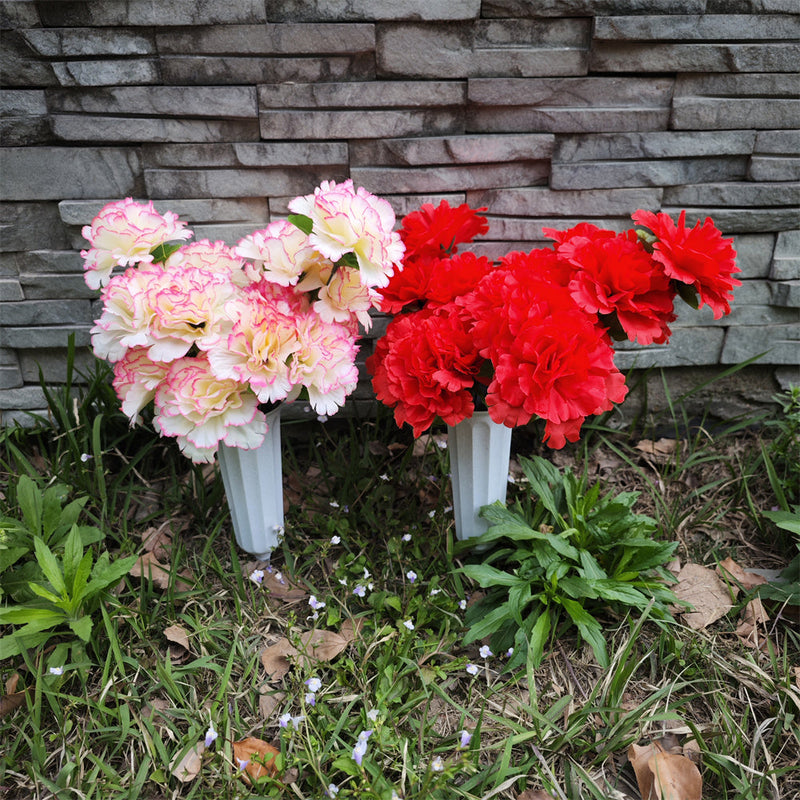 Christianity Cemetery Artificial Carnation Flowers in Vase Bulk Wholesale 12 Inch