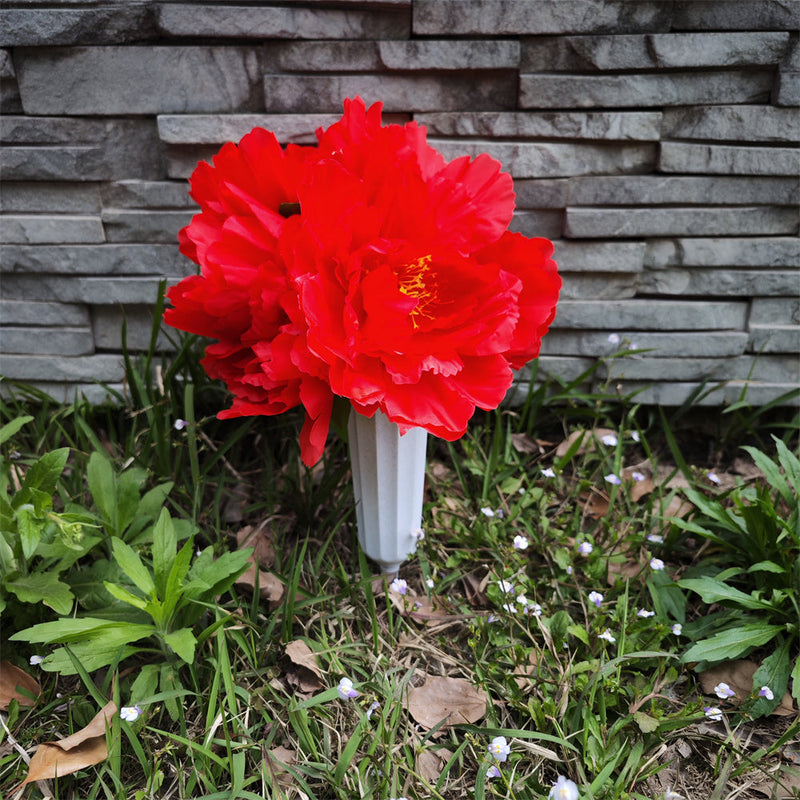 Artificial Peony Flowers in Vase for Cemetery Graves Memorials Bulk Wholesale Arrangement