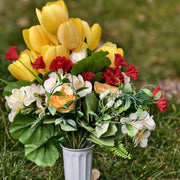 11 Styles Artificial Funeral Flowers with Vase Bulk Memorial Flowers Wholesale Set