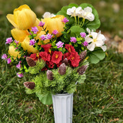 11 Styles Artificial Funeral Flowers with Vase Bulk Memorial Flowers Wholesale Set