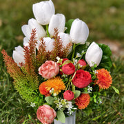 11 Styles Artificial Funeral Flowers with Vase Bulk Memorial Flowers Wholesale Set