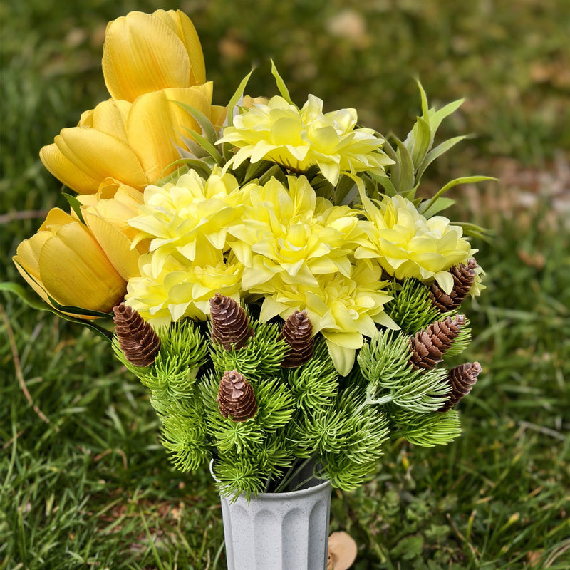 11 Styles Artificial Funeral Flowers with Vase Bulk Memorial Flowers Wholesale Set
