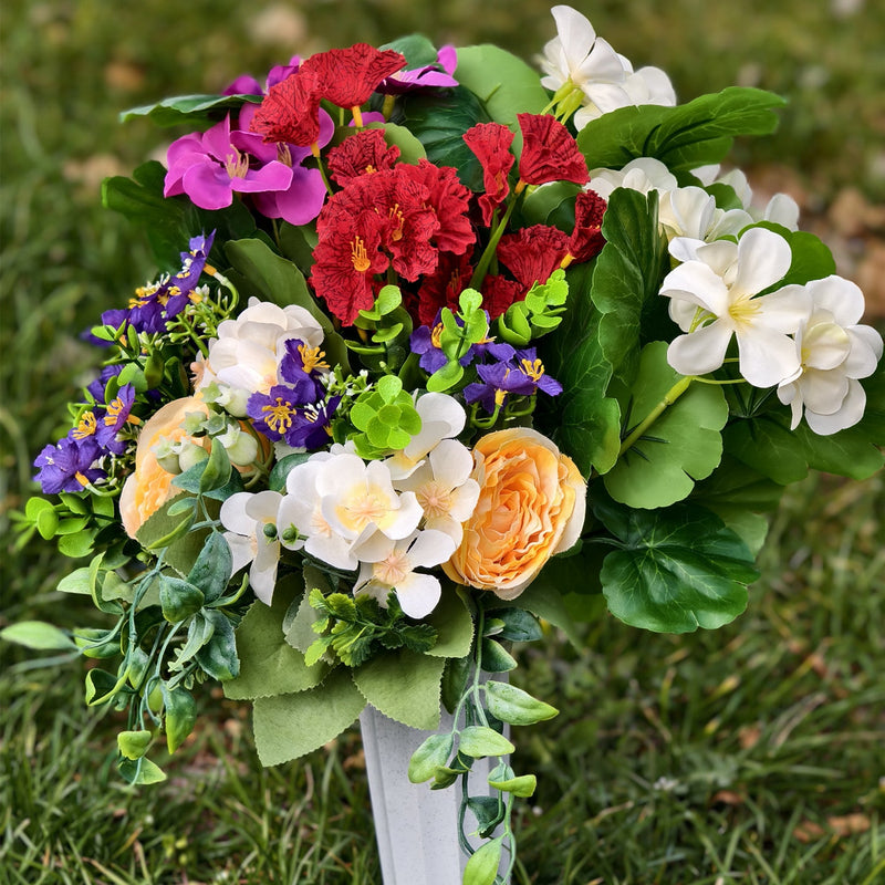 11 Styles Artificial Funeral Flowers with Vase Bulk Memorial Flowers Wholesale Set