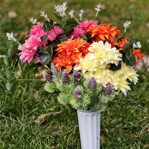 11 Styles Artificial Funeral Flowers with Vase Bulk Memorial Flowers Wholesale Set