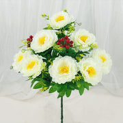 20 Inch Artificial Peony Bush Flowers for Cemetery Grave – Bulk Wholesale