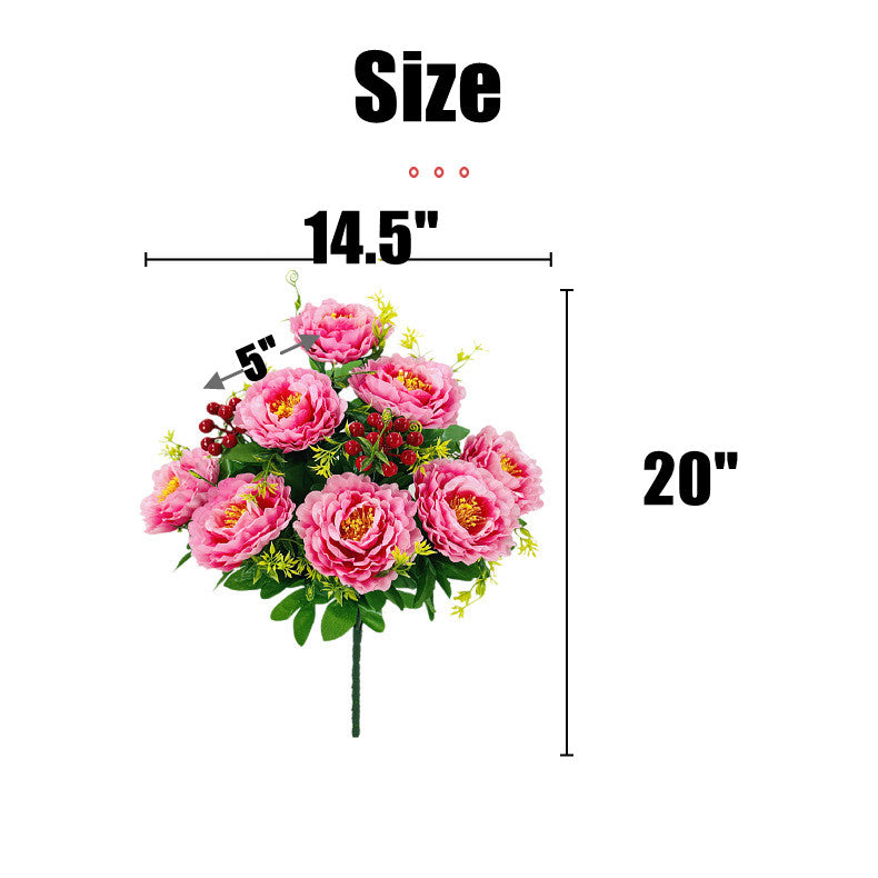20 Inch Artificial Peony Bush Flowers for Cemetery Grave – Bulk Wholesale