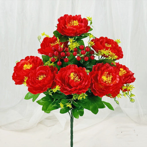 20 Inch Artificial Peony Bush Flowers for Cemetery Grave – Bulk Wholesale
