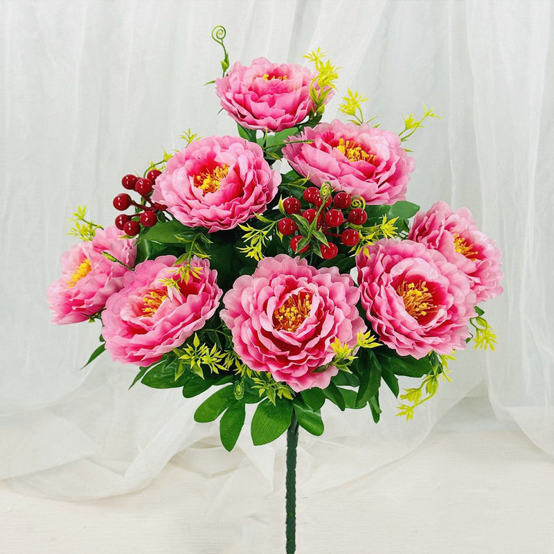 20 Inch Artificial Peony Bush Flowers for Cemetery Grave – Bulk Wholesale