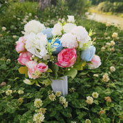 Artificial Mixed Cemetery Flowers in Vase 12 Inch Bulk 10 Pcs Silk Memorial Grave Arrangements