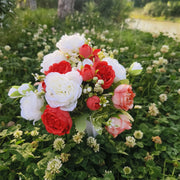 Artificial Mixed Cemetery Flowers in Vase 12 Inch Bulk 10 Pcs Silk Memorial Grave Arrangements