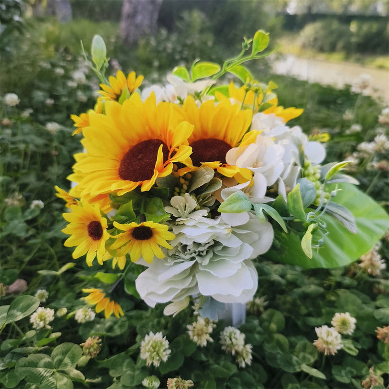 Artificial Mixed Cemetery Flowers in Vase 12 Inch Bulk 10 Pcs Silk Memorial Grave Arrangements