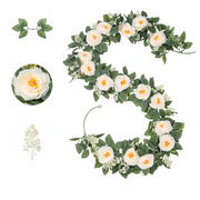 2 Pcs 13 Ft Artificial Eucalyptus Garland with Silk Roses for Wedding Party Decor