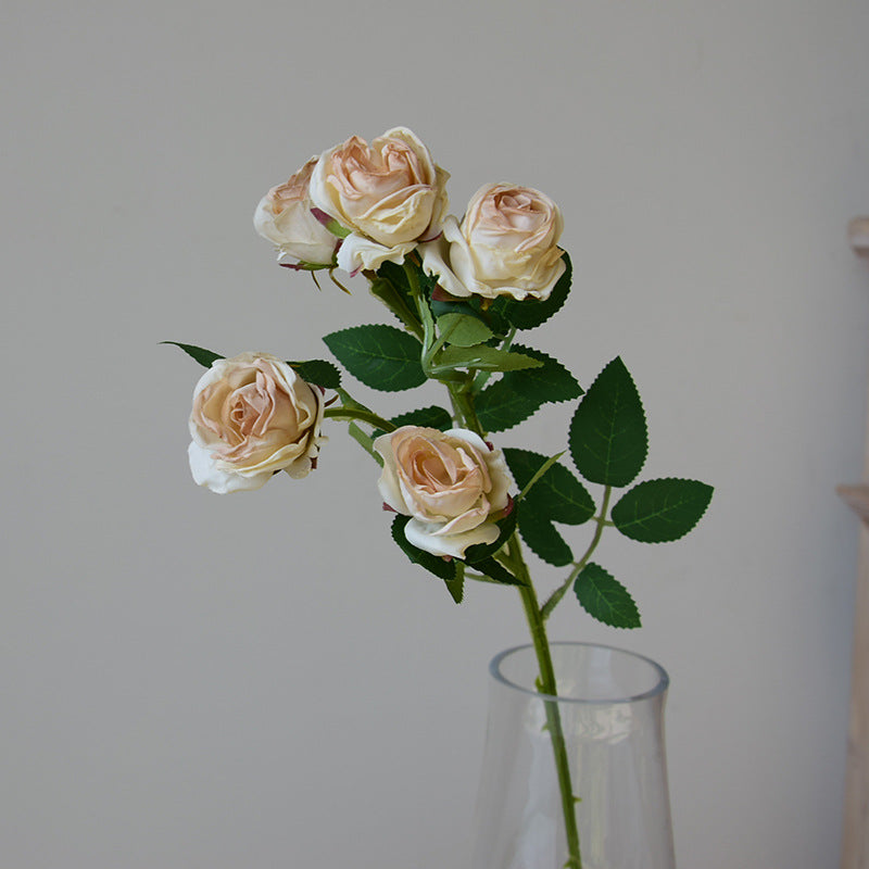 17.3 Inch Artificial Mini Roses with Burnt Edge, Lifelike Silk Flowers, Bulk for Home Decor, Wedding Centerpieces, DIY Crafts