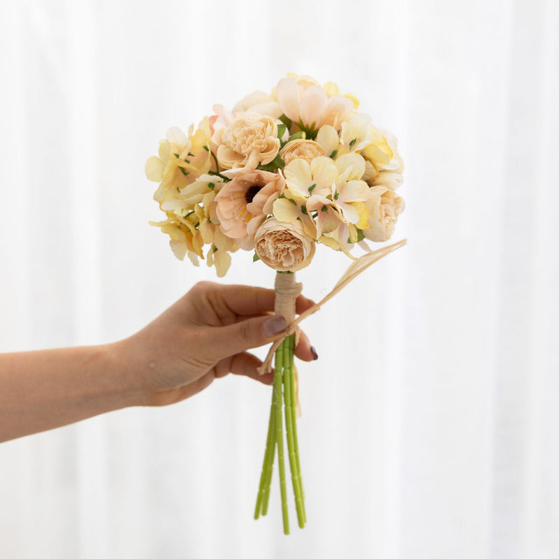 12 Inch Artificial Peony and Hydrangea Bouquet, 1 Pc Silk Floral Arrangement for Wedding and Home Decor