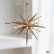 Glitter Starburst Star Christmas Ornaments Bulk Set Hanging Tree Decorations