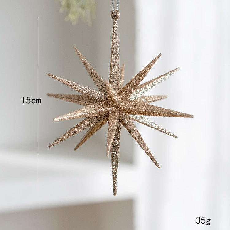 Glitter Starburst Star Christmas Ornaments Bulk Set Hanging Tree Decorations