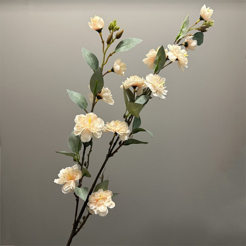 35 Inch Artificial Quince Blossom Branch 1 Pc Spring Floral Decor