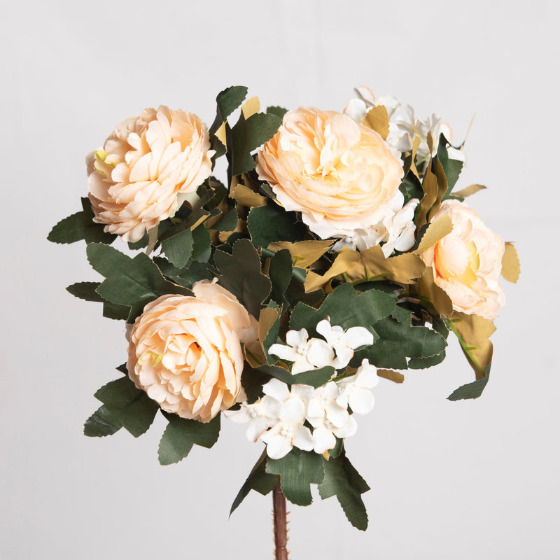 16 Inch Vintage Peony Bush Bouquet with Mixed Hydrangea, 1 Bulk Artificial Silk Flowers for Wedding Crafts Party