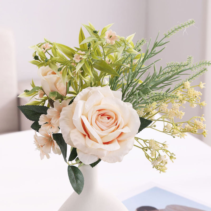 16.5 Inch Artificial Rose Bouquet with Mixed Greenery, 1 Bulk Wedding Flower Arrangement