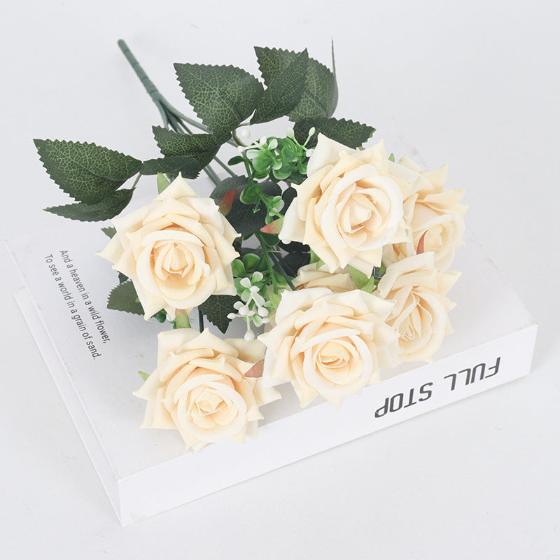 11 Colors 14 Inch Velvet Artificial Rose Bush Stems Bulk 11 Pcs Silk Flowers