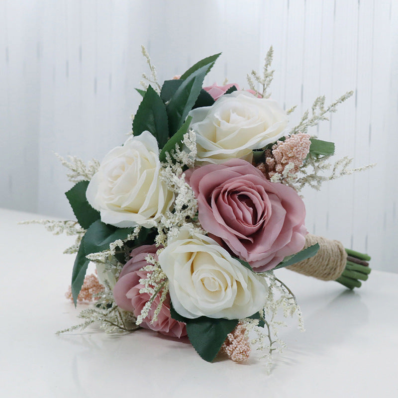 7 Inch Artificial Rose Bridesmaid Bouquets 10 Pcs Silk Wedding Flowers Bulk