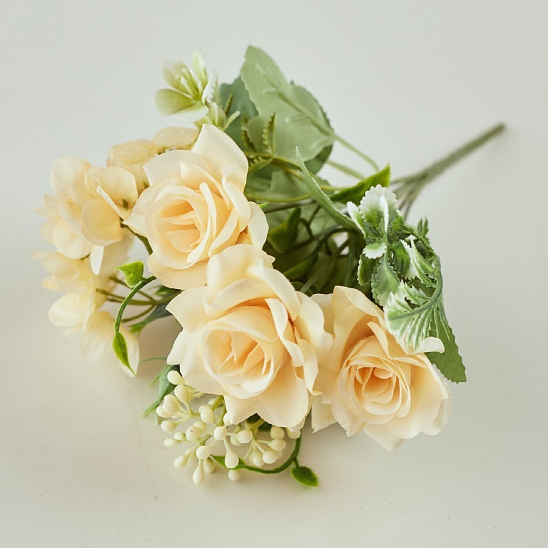 11 Inch Artificial Silk Gardenia and Hydrangea Bush Mixed Flowers Bulk Wholesale