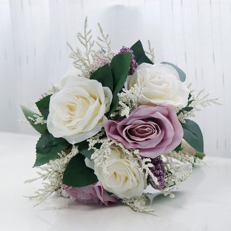 7 Inch Artificial Rose Bridesmaid Bouquets 10 Pcs Silk Wedding Flowers Bulk