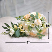 9 Inch Champagne White Artificial Cascade Peony Bouquet 1 Pc Wedding Flower Arrangement