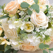 9 Inch Champagne White Artificial Cascade Peony Bouquet 1 Pc Wedding Flower Arrangement